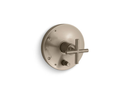 KOHLER K-T14501-3-BV Purist Rite-Temp valve trim with push-button diverter and cross handle - Vibrant Brushed Bronze