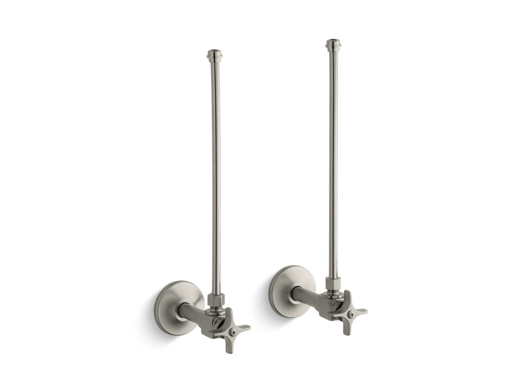 KOHLER K-7605-P-BN Pair 3/8" Npt Angle Supplies With Stop, Cross Handle And Annealed Vertical Tube - Vibrant Brushed Nickel