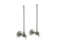 KOHLER K-7605-P-BN Pair 3/8" Npt Angle Supplies With Stop, Cross Handle And Annealed Vertical Tube - Vibrant Brushed Nickel