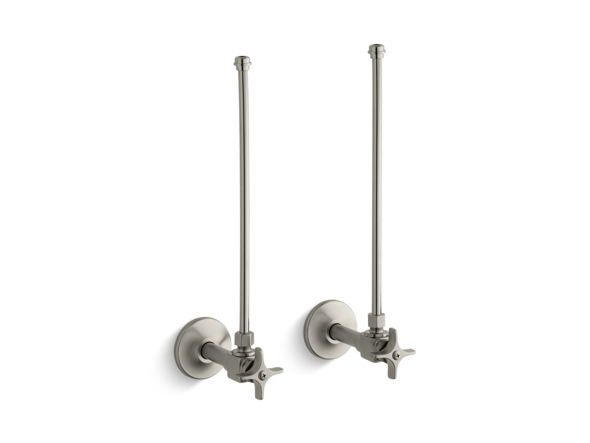 KOHLER K-7605-P-BN Pair 3/8" Npt Angle Supplies With Stop, Cross Handle And Annealed Vertical Tube - Vibrant Brushed Nickel