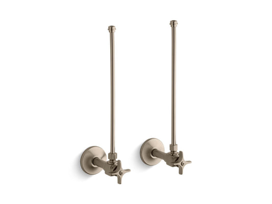 KOHLER K-7605-P-BV Pair 3/8" Npt Angle Supplies With Stop, Cross Handle And Annealed Vertical Tube In Vibrant Brushed Bronze