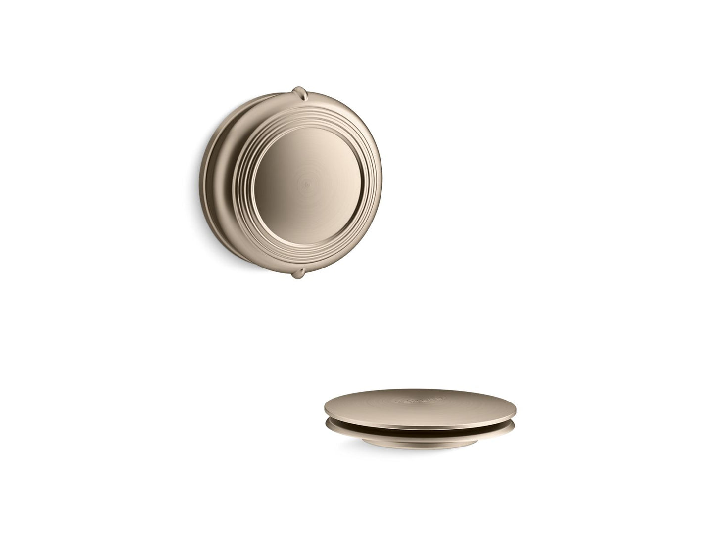 KOHLER K-T37393-BV Pureflo Traditional Rotary-Turn Bath Drain Trim In Vibrant Brushed Bronze