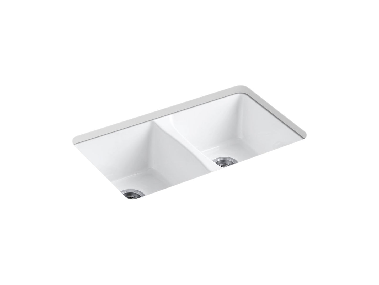 KOHLER K-5873-5U-0 Deerfield 33" Undermount Double-Bowl Kitchen Sink In White