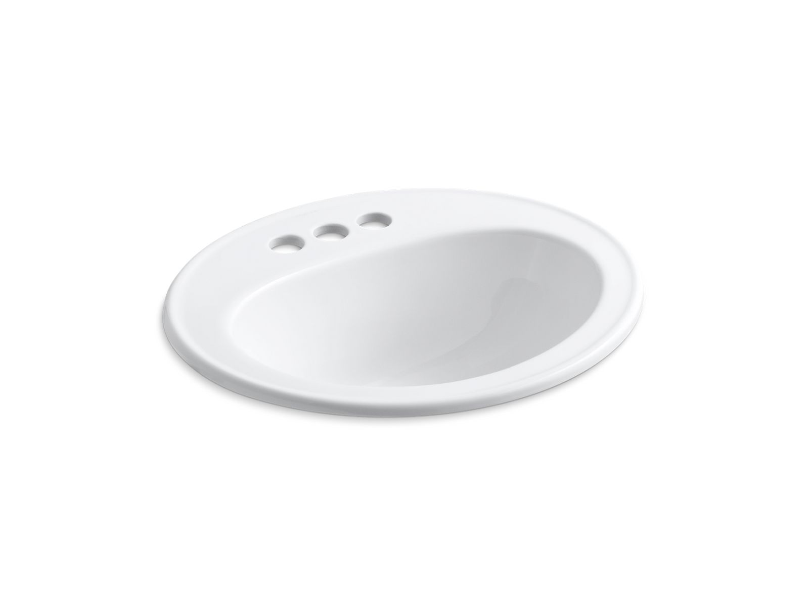 KOHLER K-2196-4-0 Pennington 20-1/4" Oval Drop-In Bathroom Sink - White
