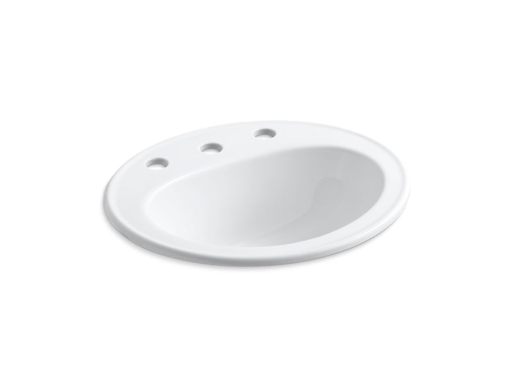 KOHLER K-2196-8-96 Pennington 20-1/4" Oval Drop-In Bathroom Sink - Biscuit
