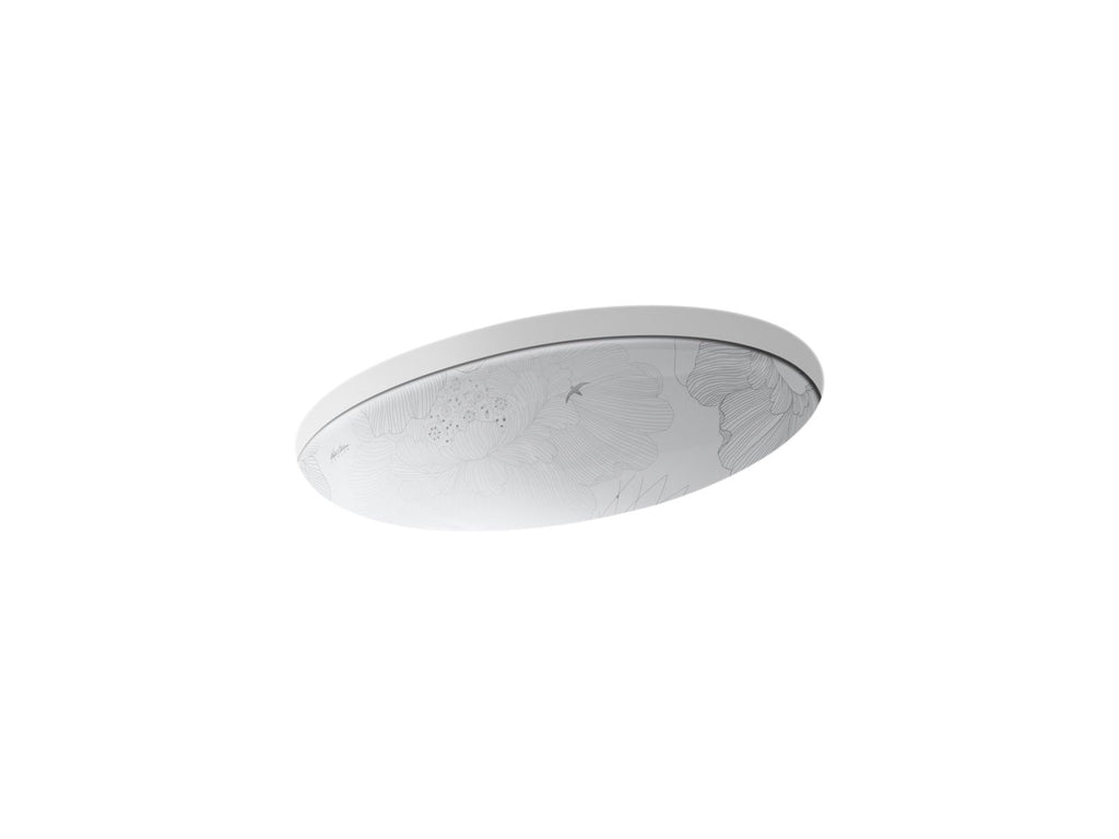 KOHLER K-14273-SMC-0 Empress Bouquet Vintage 24" Oval Undermount Bathroom Sink - Empress Bouquet