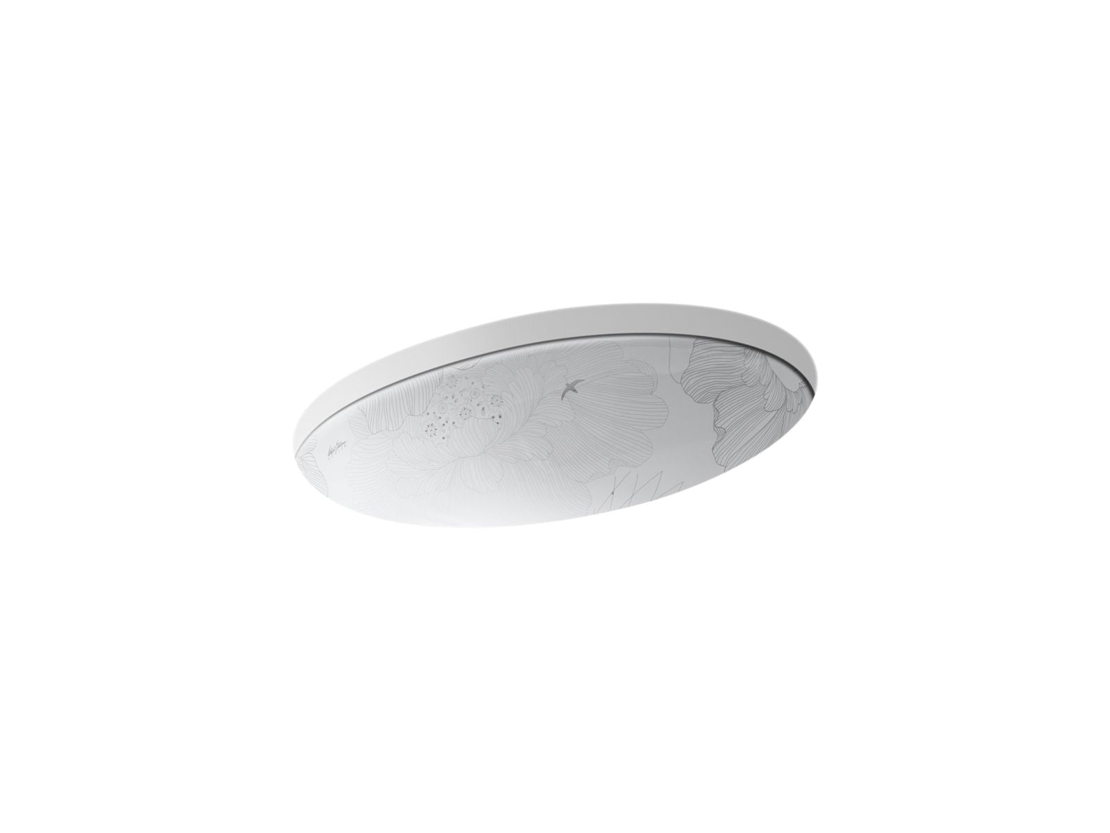 KOHLER K-14273-SMC-0 Empress Bouquet Vintage 24" Oval Undermount Bathroom Sink - Empress Bouquet