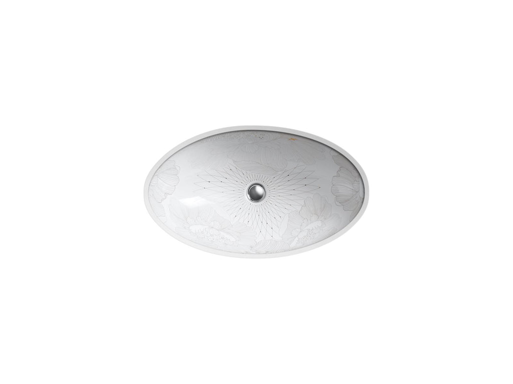 KOHLER K-14273-SMC-0 Empress Bouquet Vintage 24" Oval Undermount Bathroom Sink - Empress Bouquet