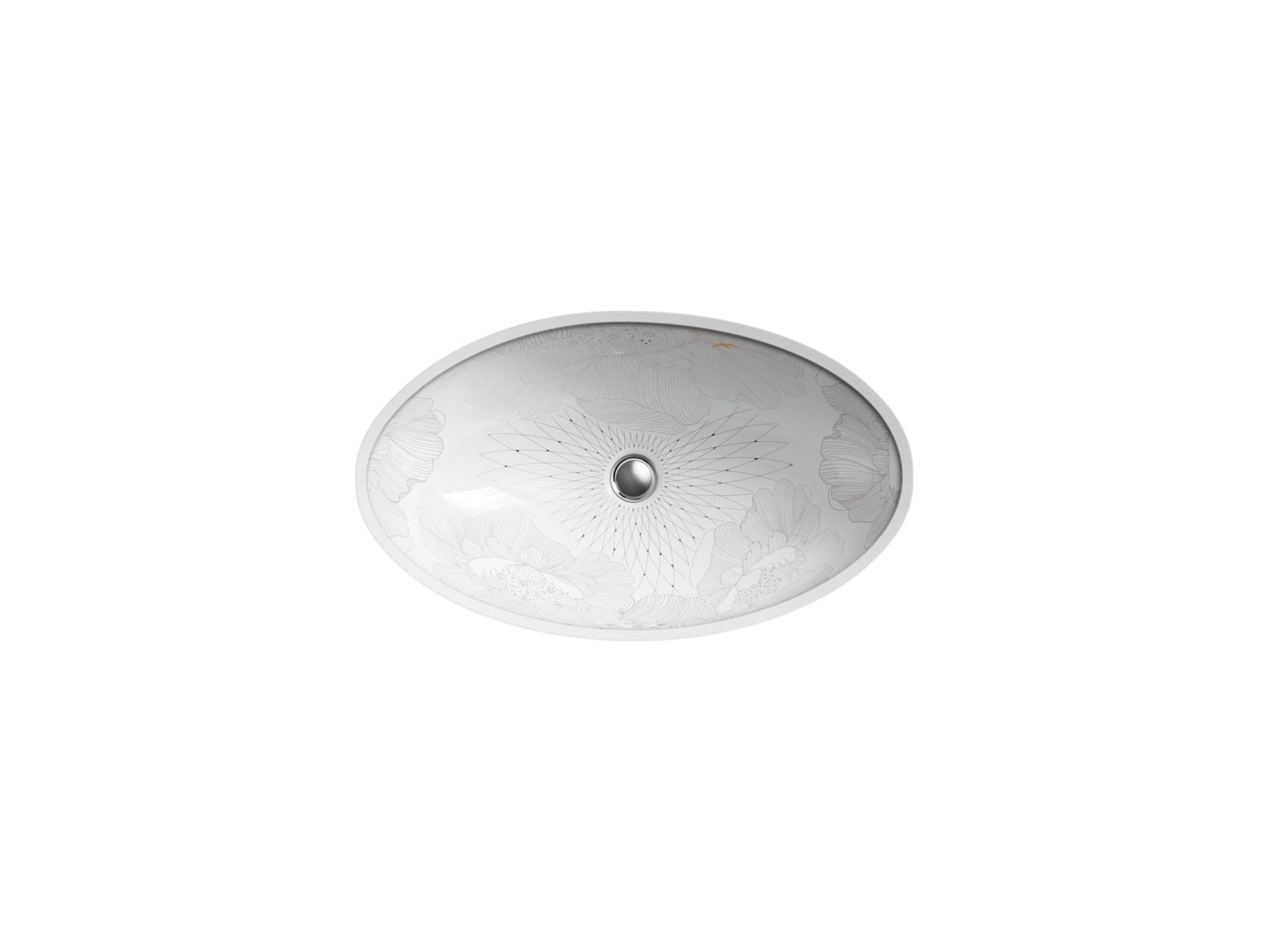 KOHLER K-14273-SMC-0 Empress Bouquet Vintage 24" Oval Undermount Bathroom Sink - Empress Bouquet