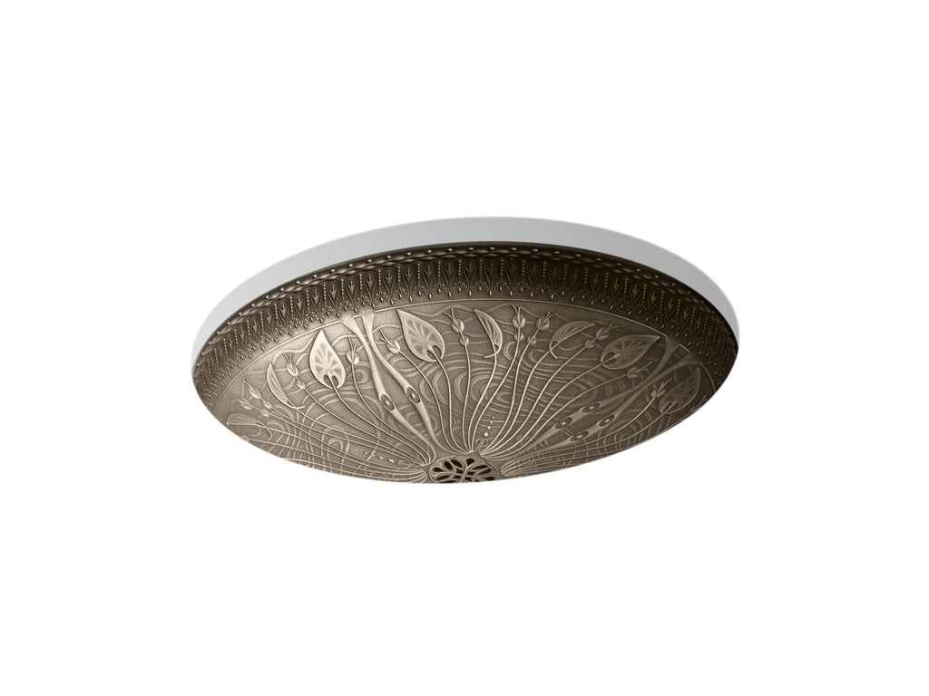 KOHLER K-14297-MP1 Lilies Lore 17-1/2" Oval Undermount Bathroom Sink, No Overflow - Medium Patina