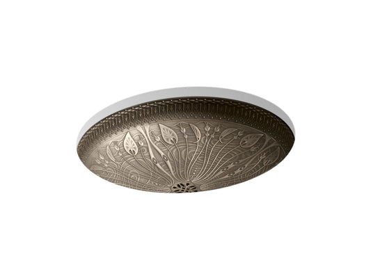 KOHLER K-14297-MP1 Lilies Lore 17-1/2" oval undermount bathroom sink, no overflow - Medium Patina