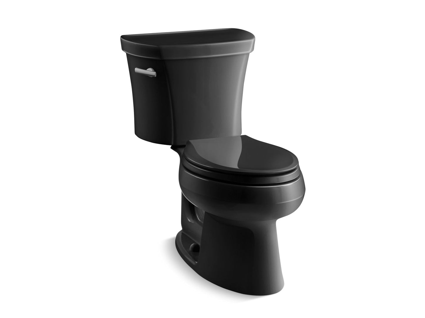 KOHLER K-3948-7 Wellworth Two-Piece Elongated Toilet, 1.28 Gpf In Black Black