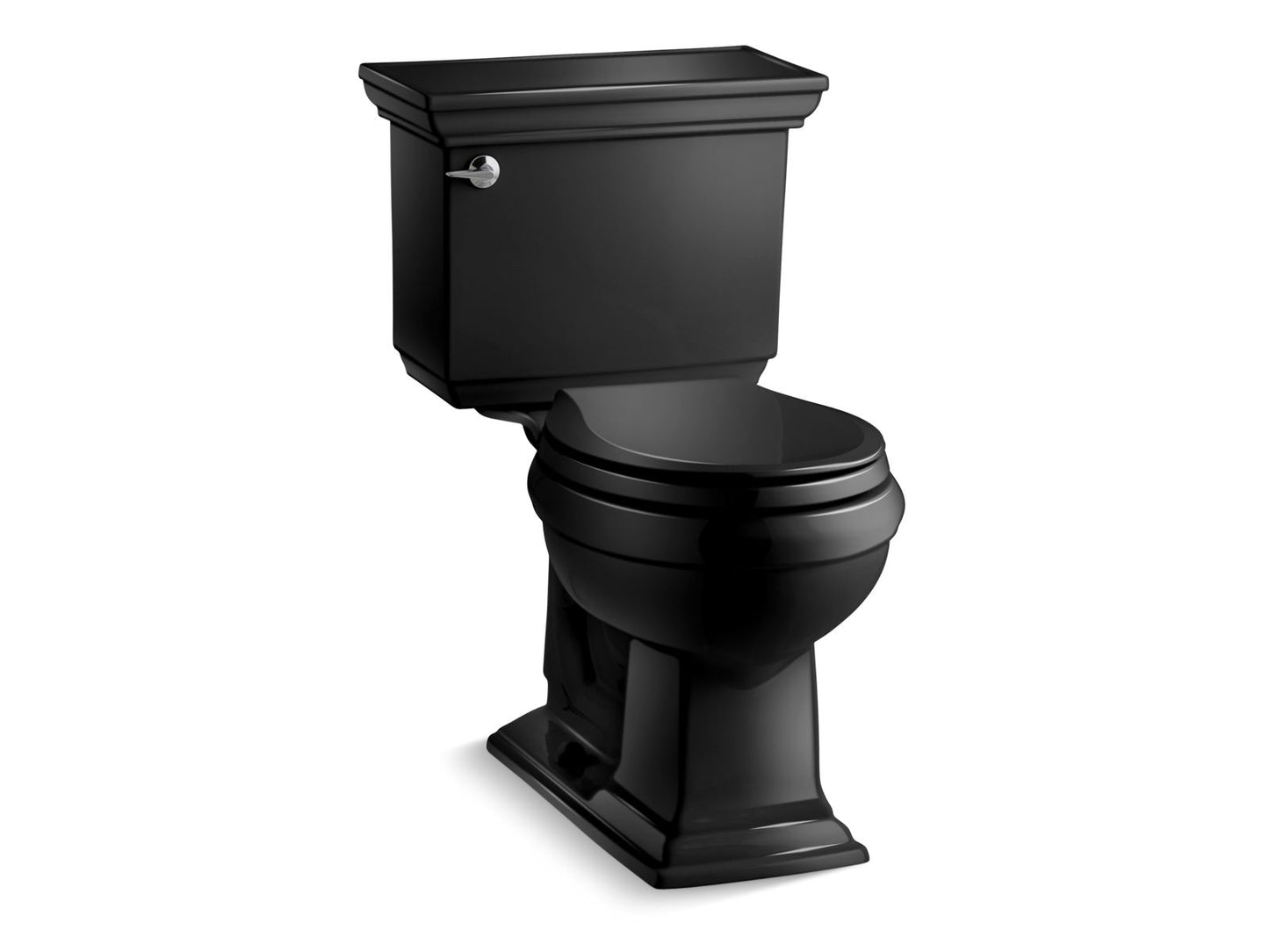 KOHLER K-3933-7 Memoirs Stately Two-Piece Round-Front Toilet, 1.28 Gpf In Black Black