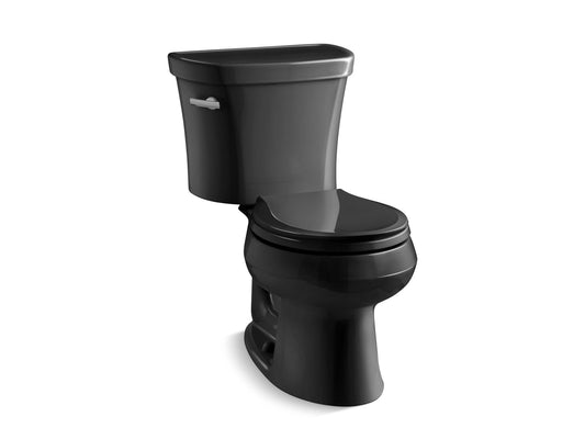 KOHLER K-3947-7 Wellworth Two-Piece Round-Front Toilet, 1.28 Gpf In Black Black