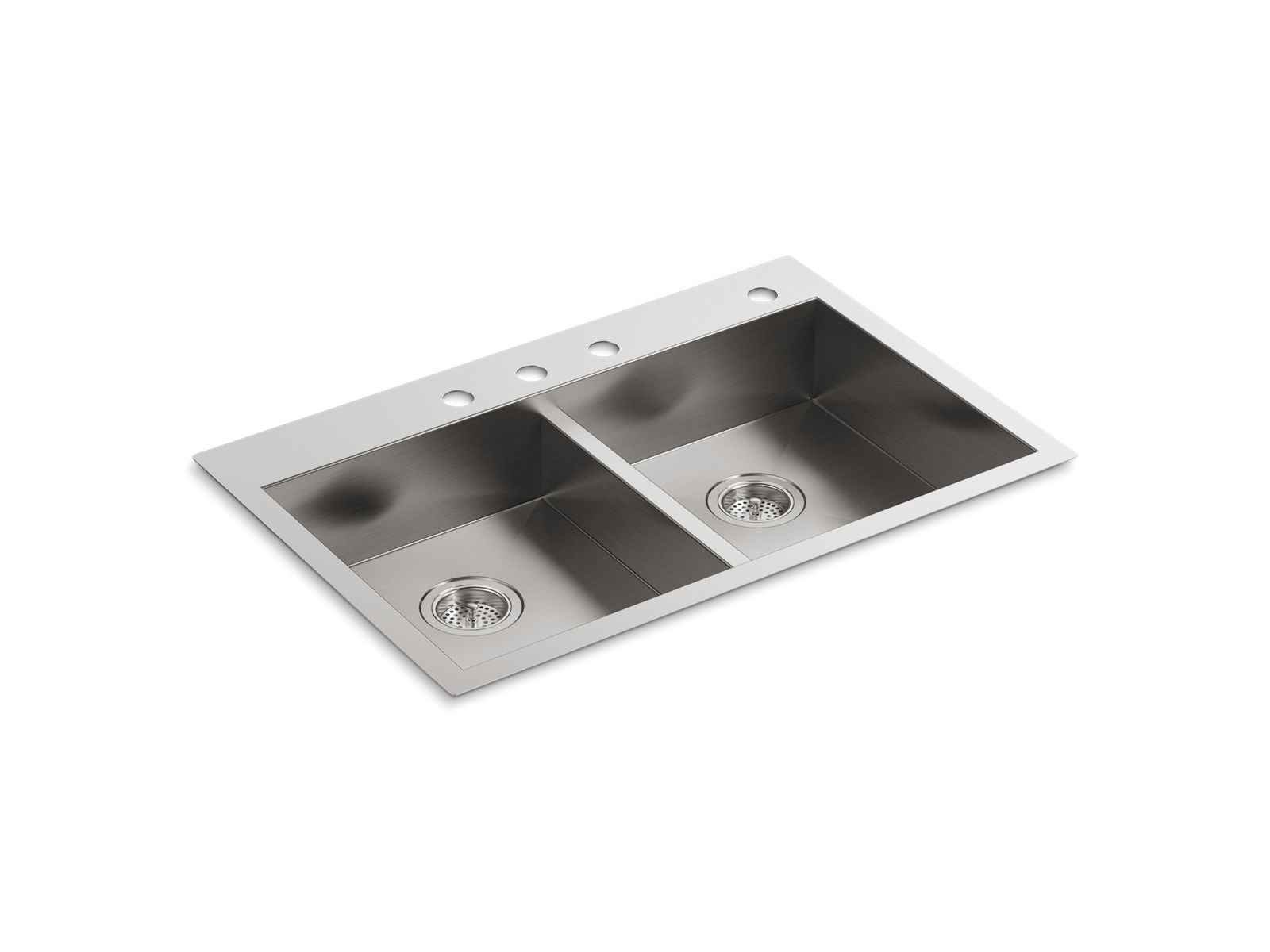 KOHLER K-3996-4-NA Vault 33" Top-/Undermount Double-Bowl Kitchen Sink - Stainless Steel