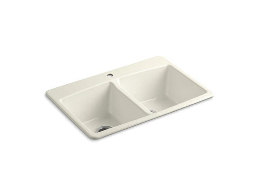 KOHLER K-5846-1-96 Brookfield 33" Top-Mount Double-Bowl Kitchen Sink In Biscuit