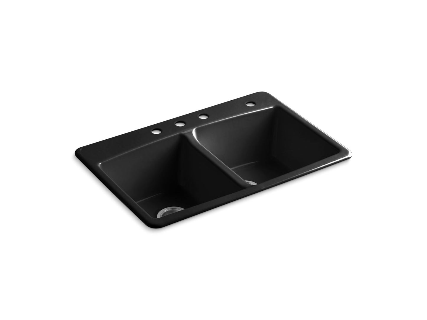 KOHLER K-5846-4-7 Brookfield 33" Top-Mount Double-Bowl Kitchen Sink In Black Black