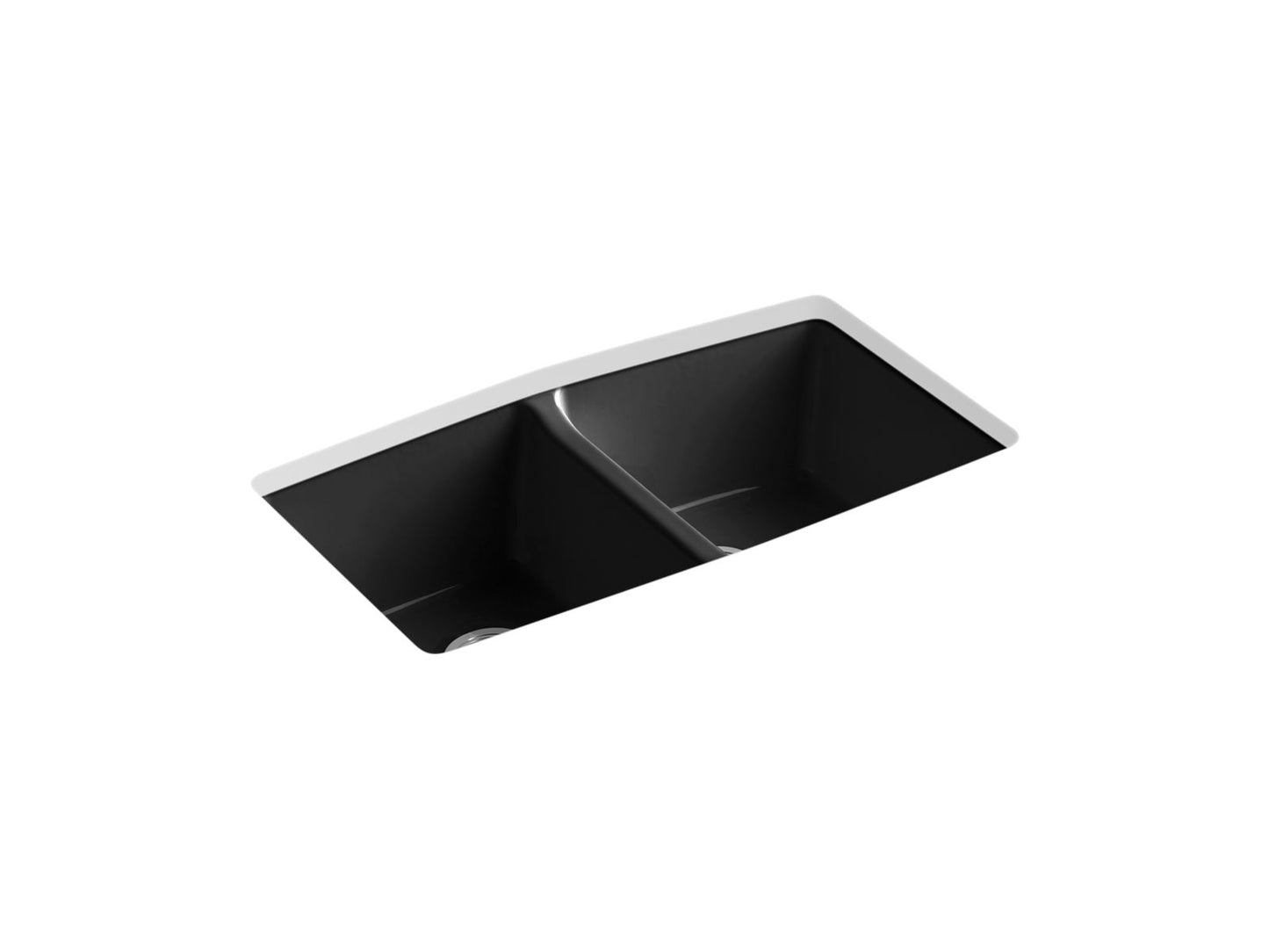 KOHLER K-5846-5U-7 Brookfield 33" Undermount Double-Bowl Kitchen Sink In Black Black