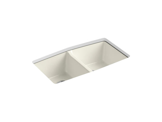 KOHLER K-5846-5U-96 Brookfield 33" Undermount Double-Bowl Kitchen Sink In Biscuit