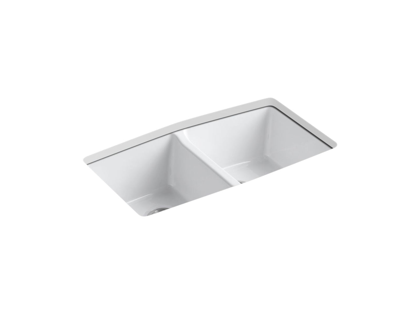 KOHLER K-5846-5U-0 Brookfield 33" Undermount Double-Bowl Kitchen Sink In White