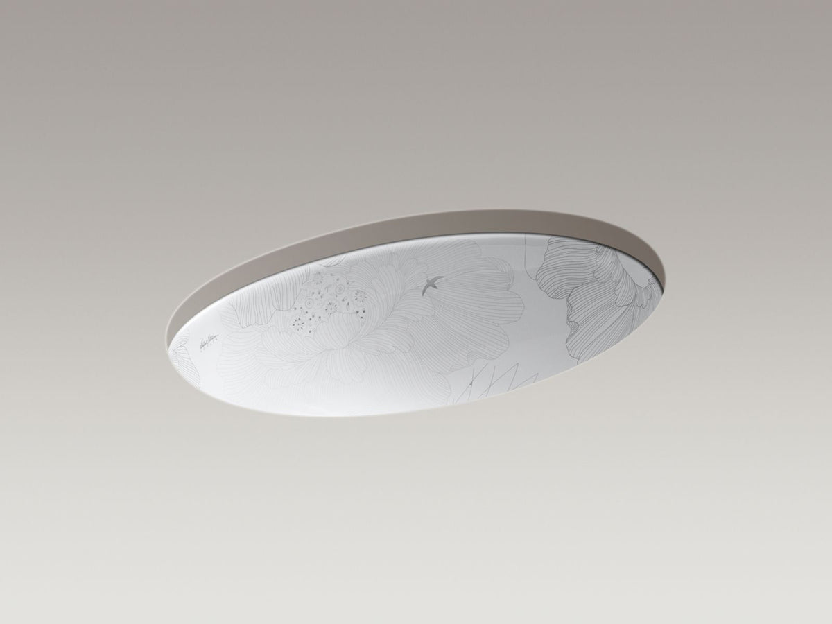 KOHLER K-14273-SMC-0 Empress Bouquet Vintage 24" Oval Undermount Bathroom Sink - Empress Bouquet