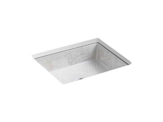 KOHLER K-14275-SMC-0 Empress Bouquet Kathryn 19-3/4" Square Undermount Bathroom Sink, No Overflow In Empress Bouquet