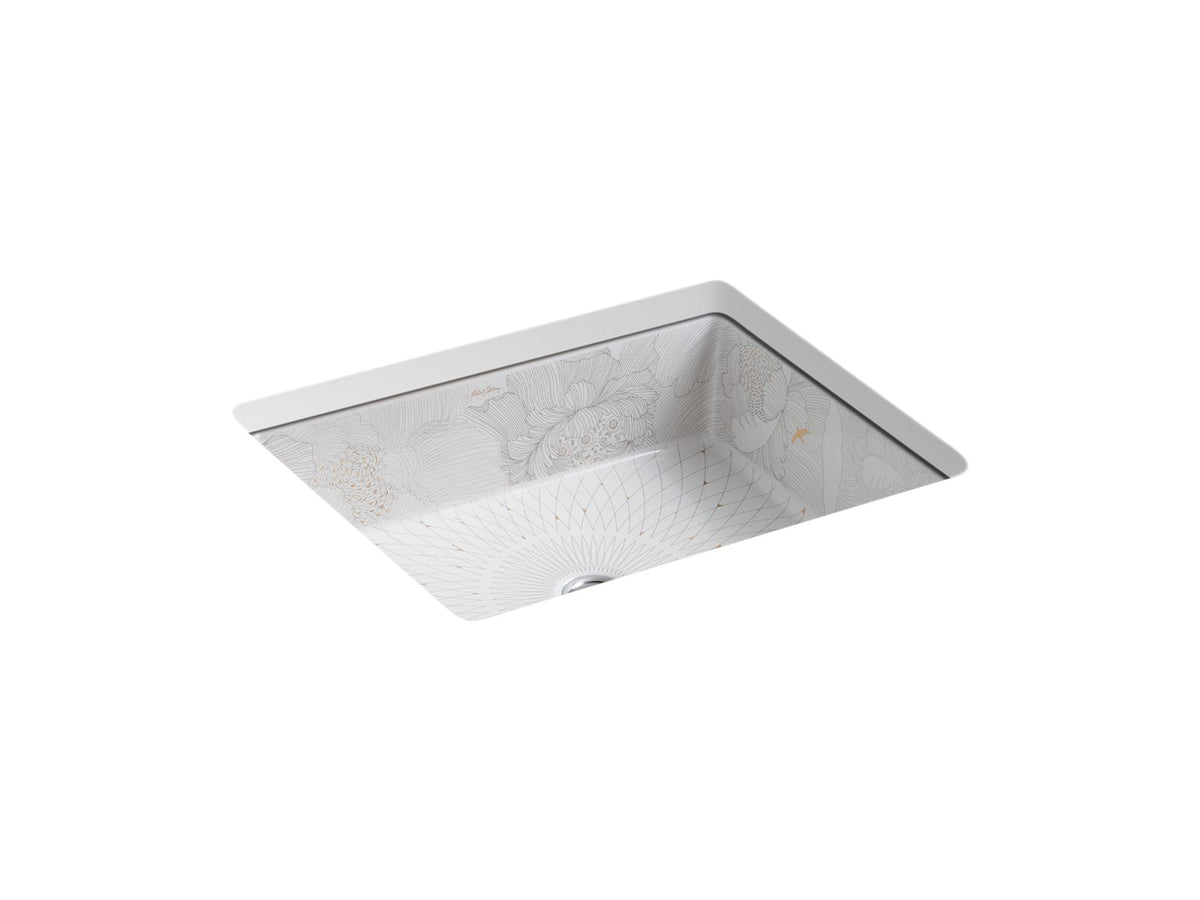 KOHLER K-14275-SMC-0 Empress Bouquet Kathryn 19-3/4" Square Undermount Bathroom Sink, No Overflow - Empress Bouquet