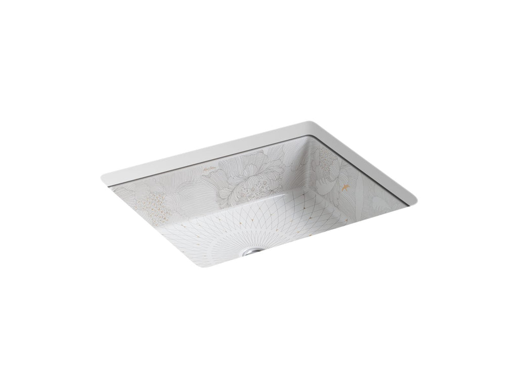 KOHLER K-14275-SMC-0 Empress Bouquet Kathryn 19-3/4" Square Undermount Bathroom Sink, No Overflow - Empress Bouquet