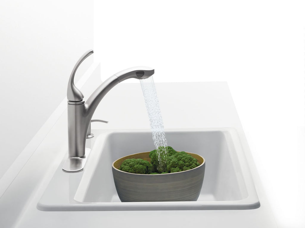 KOHLER K-5871-4A2-96 Riverby 33" Top-Mount Single-Bowl Workstation Kitchen Sink - Biscuit