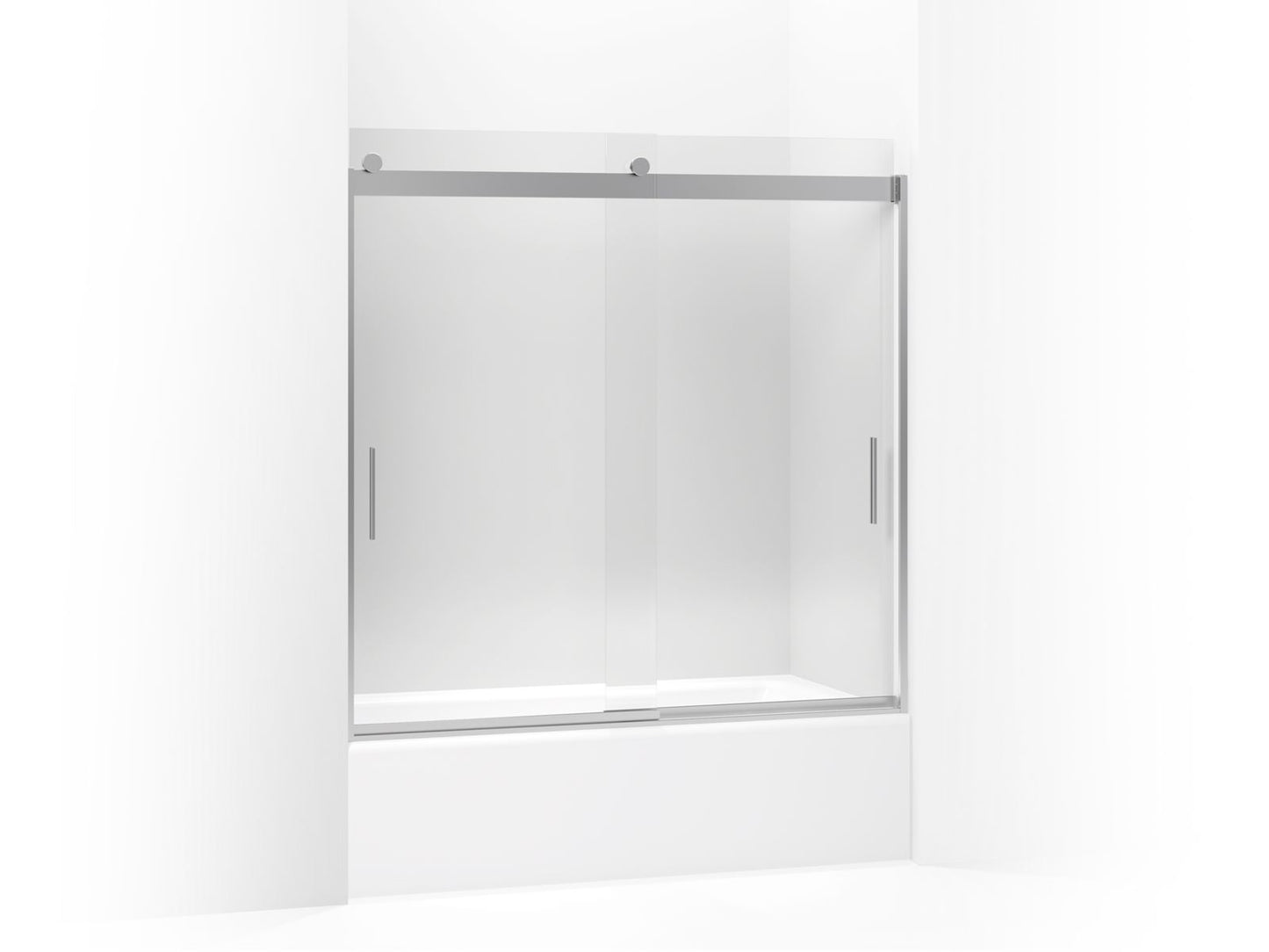 KOHLER K-706002-L-SH Levity Sliding Bath Door, 59-3/4" H X 56-5/8 - 59-5/8" W, With 1/4" Thick Crystal Clear Glass In Bright Silver