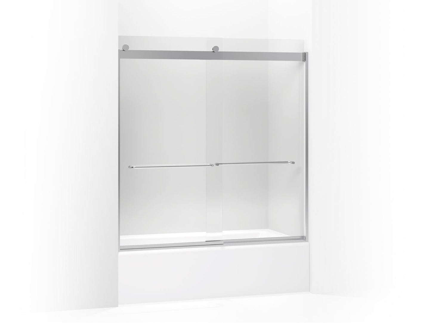 KOHLER K-706004-L-SH Levity Sliding Bath Door, 62" H X 56-5/8 - 59-5/8" W, With 1/4" Thick Crystal Clear Glass In Bright Silver