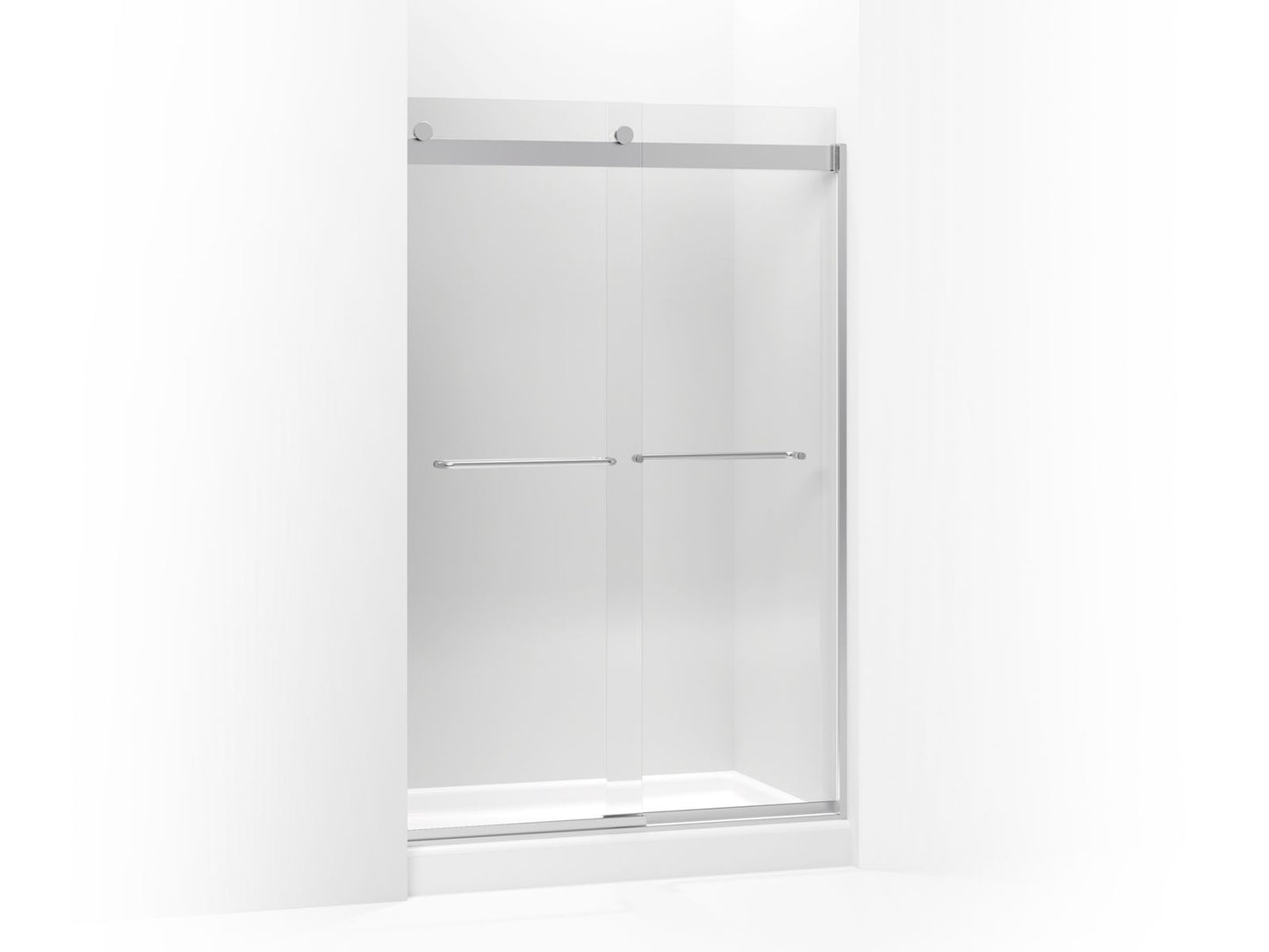 KOHLER K-706014-L-SH Levity Sliding Shower Door, 74" H X 44-5/8 - 47-5/8" W, With 1/4" Thick Crystal Clear Glass In Bright Silver