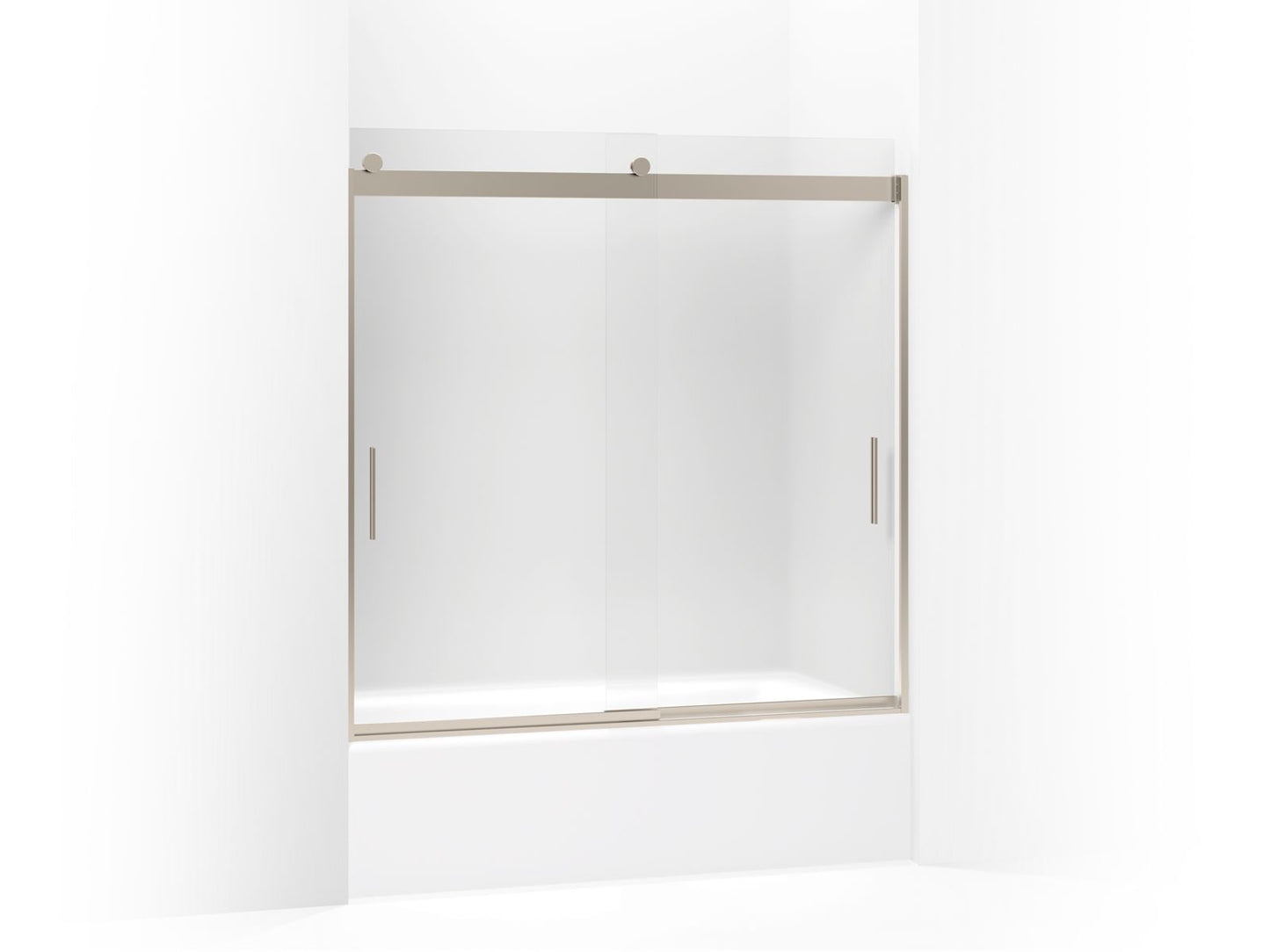 KOHLER K-706002-D3-ABV Levity Sliding Bath Door, 59-3/4" H X 56-5/8 - 59-5/8" W, With 1/4" Thick Frosted Glass In Anodized Brushed Bronze