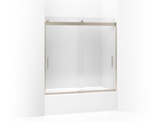 KOHLER K-706002-L-ABV Levity Sliding Bath Door, 59-3/4" H X 56-5/8 - 59-5/8" W, With 1/4" Thick Crystal Clear Glass In Anodized Brushed Bronze