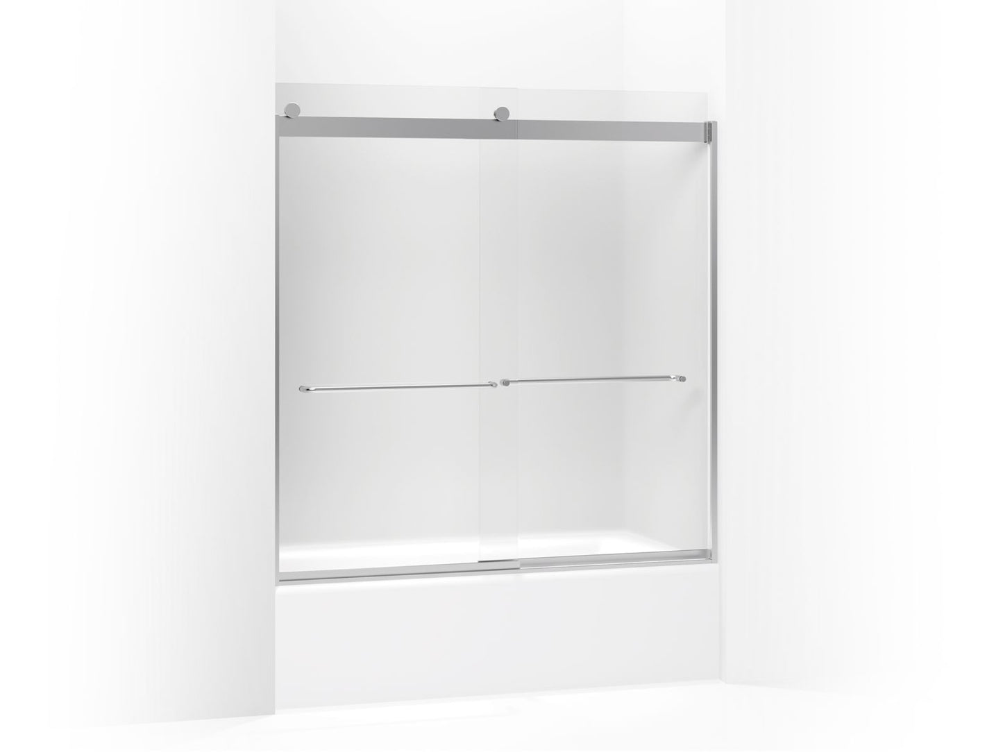 KOHLER K-706004-D3-SH Levity Sliding Bath Door, 62" H X 56-5/8 - 59-5/8" W, With 1/4" Thick Frosted Glass In Bright Silver