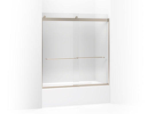 KOHLER K-706004-L-ABV Levity Sliding Bath Door, 62" H X 56-5/8 - 59-5/8" W, With 1/4" Thick Crystal Clear Glass In Anodized Brushed Bronze