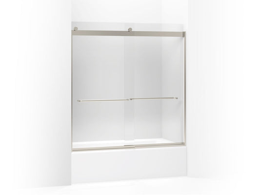 KOHLER K-706004-L-MX Levity Sliding Bath Door, 62" H X 56-5/8 - 59-5/8" W, With 1/4" Thick Crystal Clear Glass In Matte Nickel