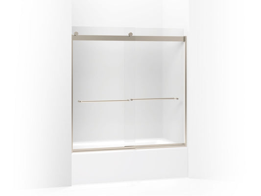 KOHLER K-706006-D3-ABV Levity Sliding Bath Door, 59-3/4" H X 56-5/8 - 59-5/8" W, With 1/4" Thick Frosted Glass In Anodized Brushed Bronze