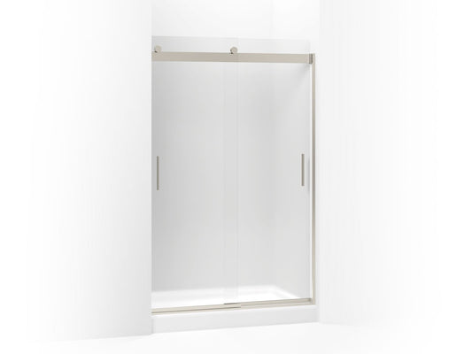 KOHLER K-706008-D3-MX Levity Sliding Shower Door, 74" H X 43-5/8 - 47-5/8" W, With 1/4" Thick Frosted Glass In Matte Nickel