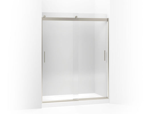 KOHLER K-706009-L-MX Levity Sliding Shower Door, 74" H X 56-5/8 - 59-5/8" W, With 1/4" Thick Crystal Clear Glass In Matte Nickel