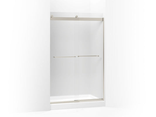 KOHLER K-706014-D3-MX Levity Sliding Shower Door, 74" H X 44-5/8 - 47-5/8" W, With 1/4" Thick Frosted Glass In Matte Nickel