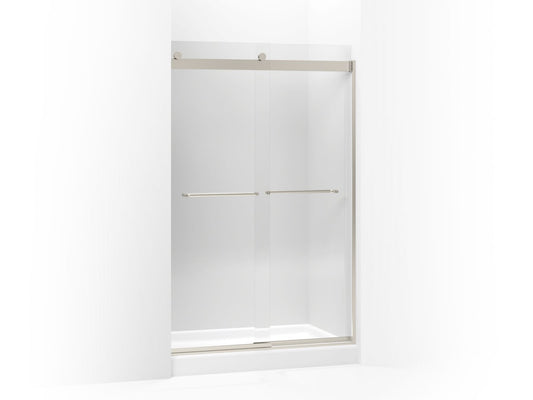 KOHLER K-706014-L-MX Levity Sliding Shower Door, 74" H X 44-5/8 - 47-5/8" W, With 1/4" Thick Crystal Clear Glass In Matte Nickel