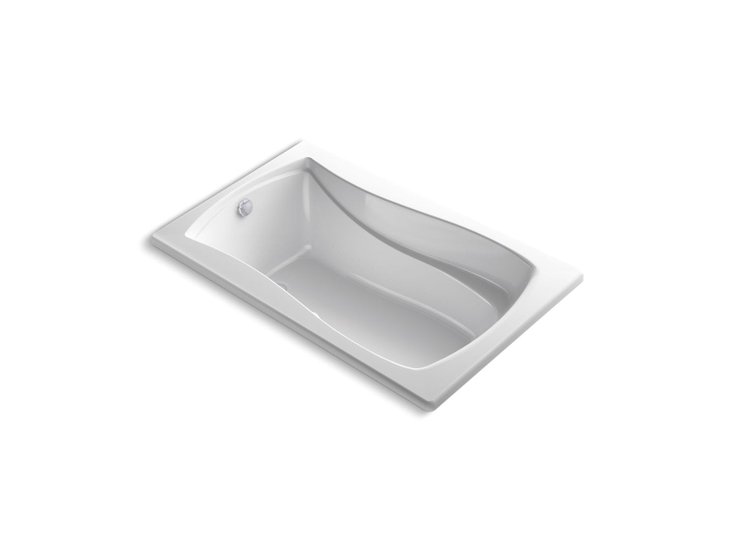 KOHLER K-1239-GHW-0 Mariposa 60" X 36" Drop-In Heated Bubblemassage Air Bath With Bask Heated Surface In White