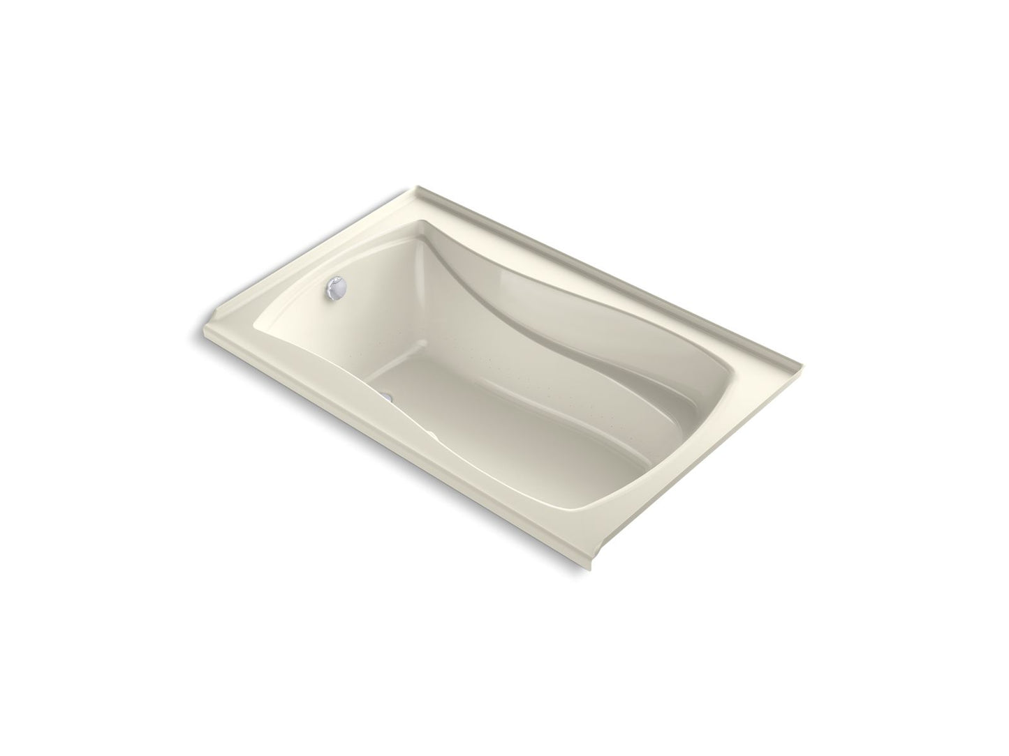 KOHLER K-1239-GHLW-96 Mariposa 60" X 36" Alcove Heated Bubblemassage Air Bath With Bask Heated Surface, Left Drain In Biscuit