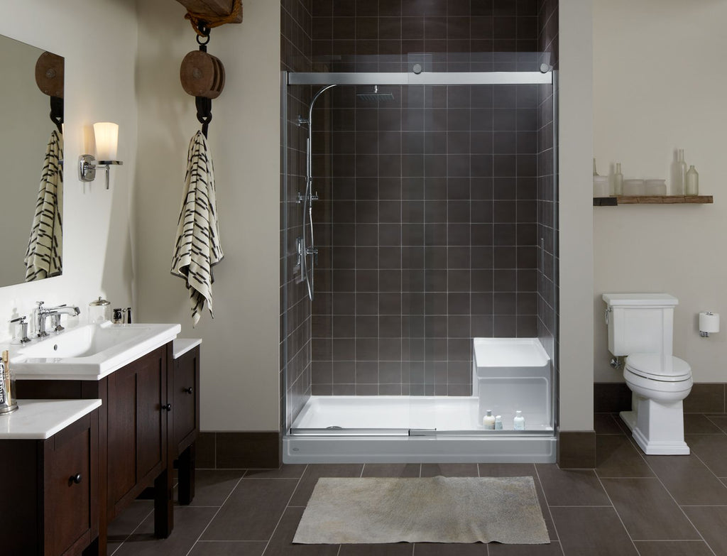 KOHLER K-1977-0 Tresham 60" X 32" Alcove Shower Base, Left Drain - White
