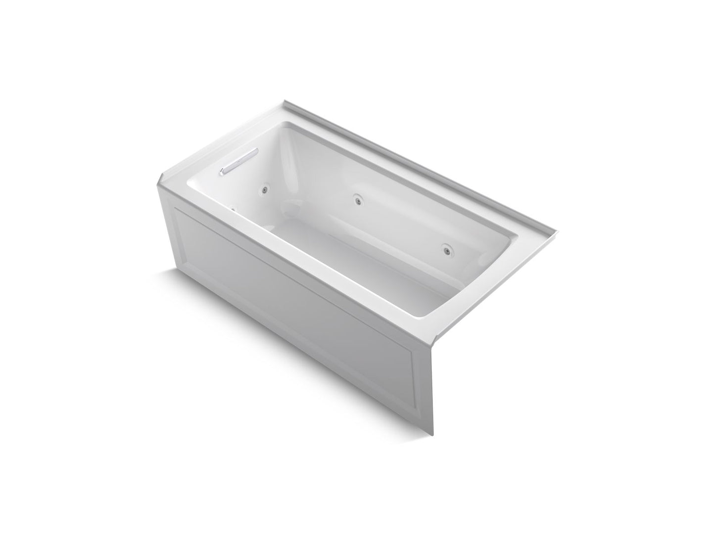 KOHLER K-1947-HLA-0 Archer 60" X 30" Alcove Heated Whirlpool Bath, Left Drain In White