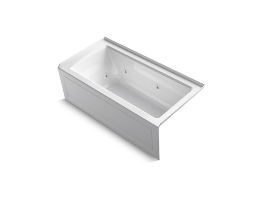 KOHLER K-1947-HRA-0 Archer 60" X 30" Alcove Heated Whirlpool Bath, Right Drain In White