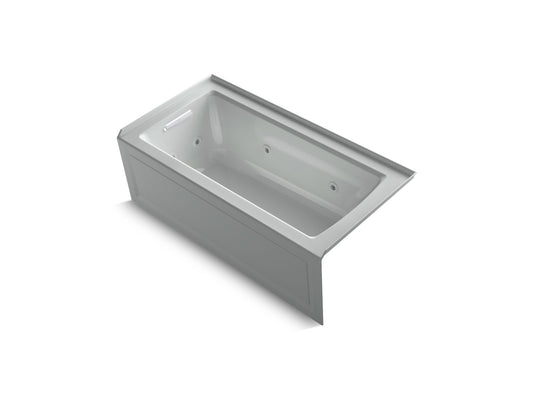 KOHLER K-1947-HLA-95 Archer 60" X 30" Alcove Heated Whirlpool Bath, Left Drain In Ice Grey