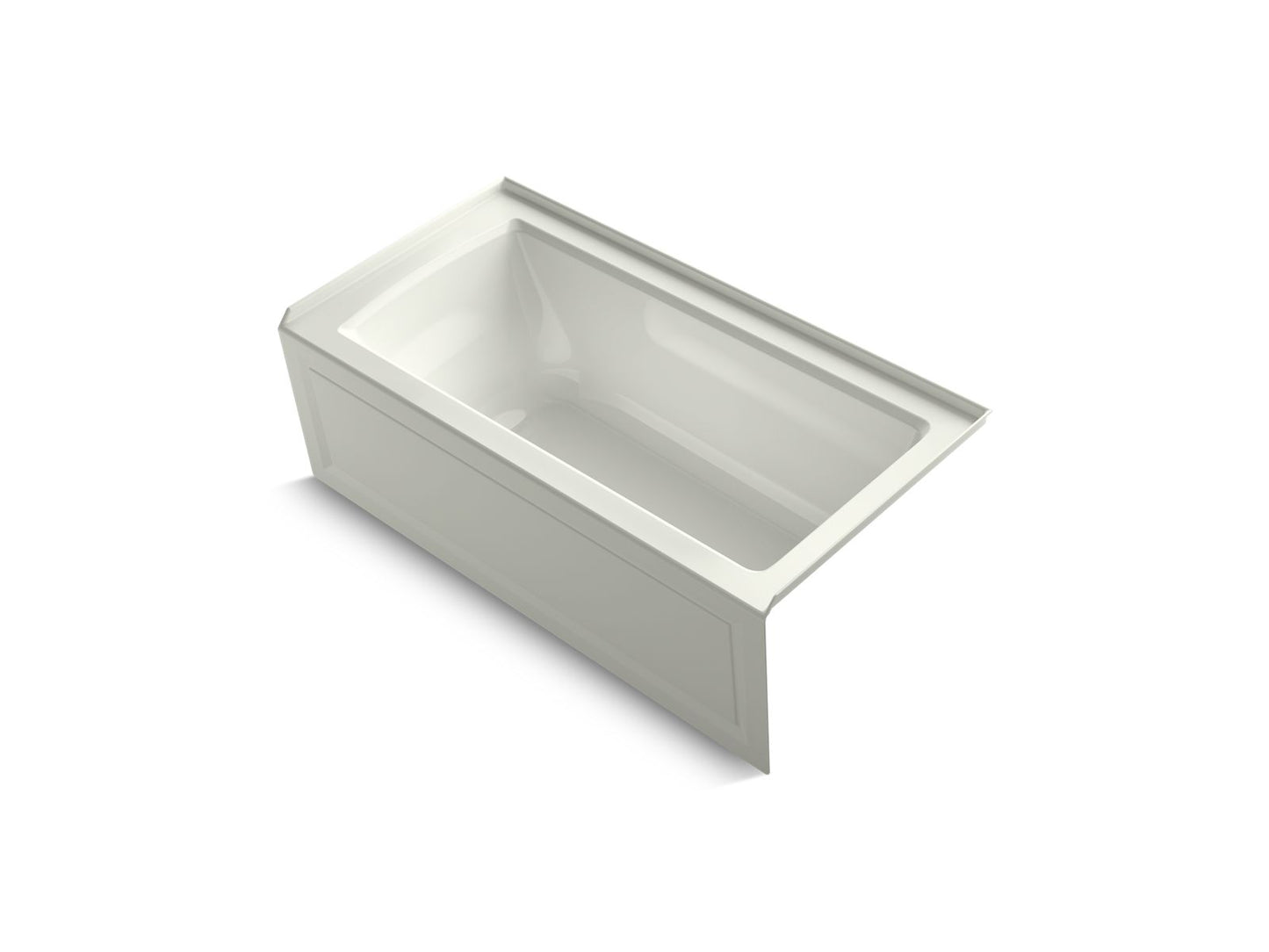 KOHLER K-1946-RAW-NY Archer 60" X 30" Alcove Bath With Bask Heated Surface, Right Drain In Dune