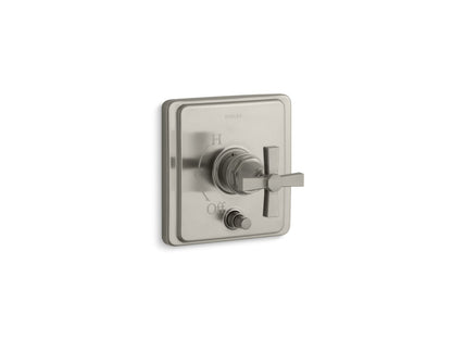 KOHLER K-T98757-3A-BN Pinstripe Rite-Temp valve trim with push-button diverter and cross handle - Vibrant Brushed Nickel